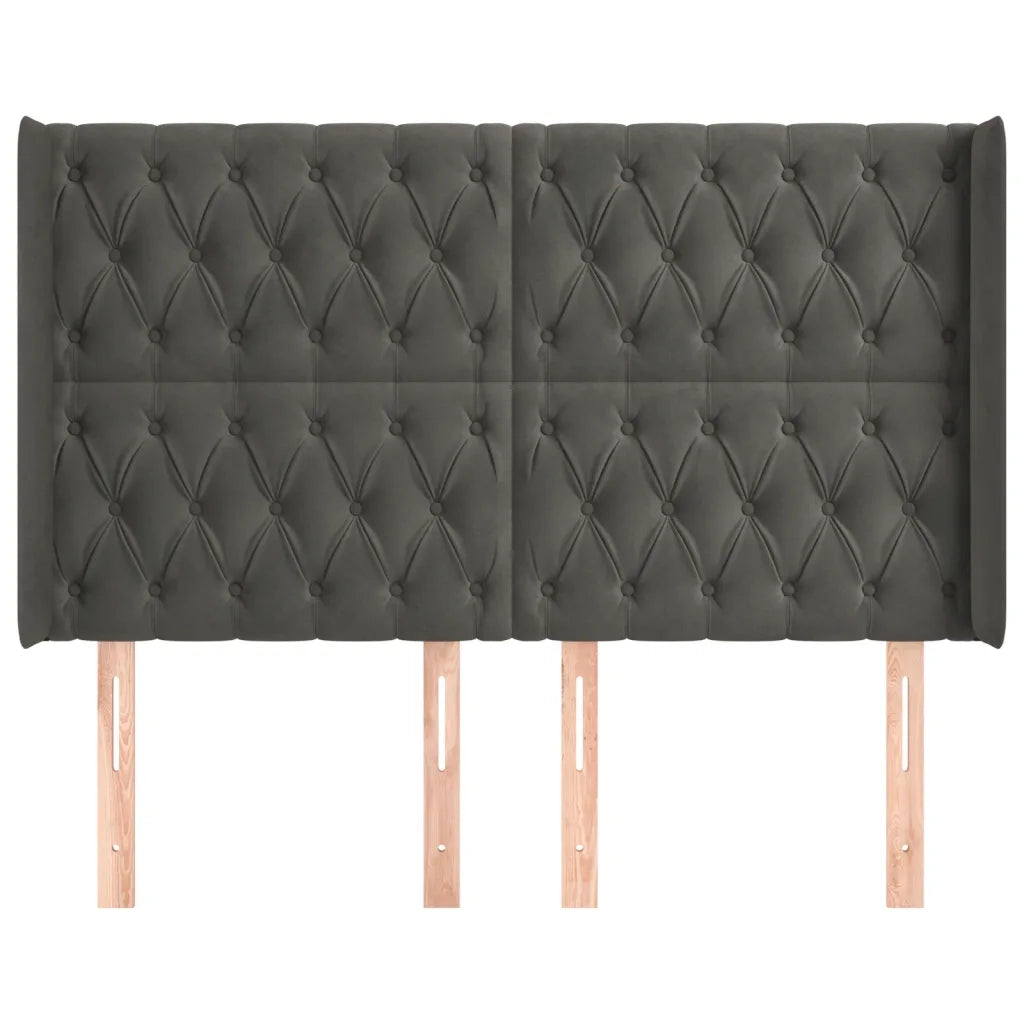 Testiera | Testata ad Orecchio GrigioScuro 163x16x118/128cm in Velluto