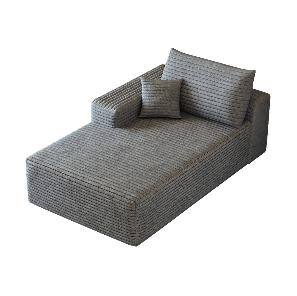 DIVANO chaise longue reversibile in tessuto corduroy grigio