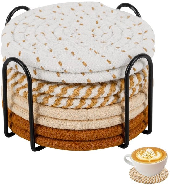 Sostegni per bicchieri, 8 pezzi sostegni per bicchieri artigianali con supporto, sostegni in cotone rotondi, 11 cm sostegni per bicchieri in vetro per bicchieri sostegni per bicchieri da cocktail sostegni per bicchieri in vetro