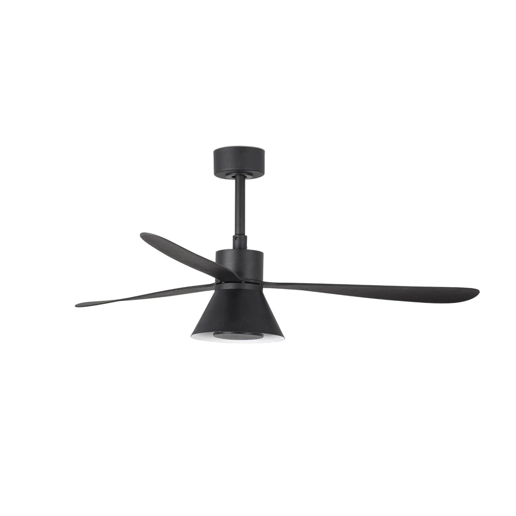 FARO Ventilatore da soffitto in acciaio nero opaco motore DC 6 velocita funzione inversa per soffitti inclinati Amelia