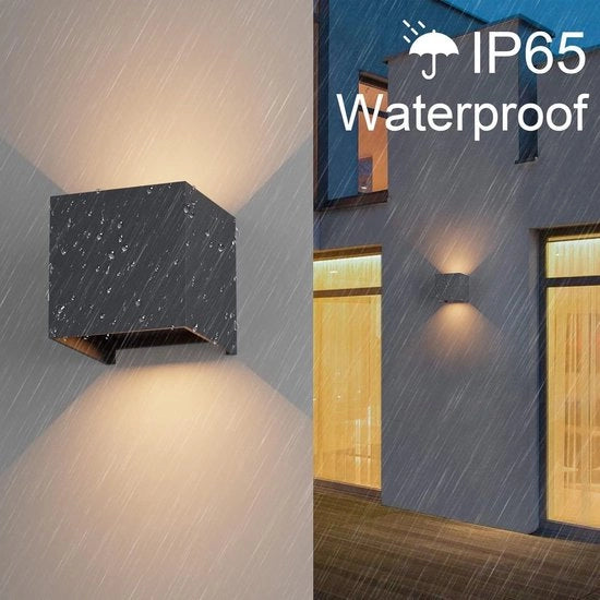 Lampade da parete - 12 W - Esterno e interno - Fascia di luce regolabile - Caldo bianco - IP65 Impermeabile - Antracite