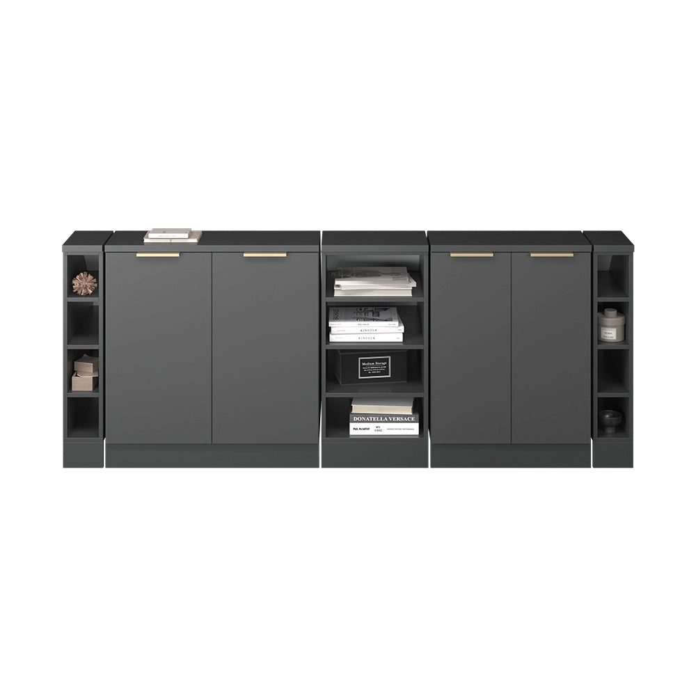 Mobile cucina sottotetto R-Line Antracite-oro/Antracite 210 cm Set di 5 carcasse armadio profondità 60 cm Vicco