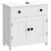 Mobile bagno moderno e autoportante con cerniere a chiusura ammortizzata, cassetto e 2 ante, bianco.