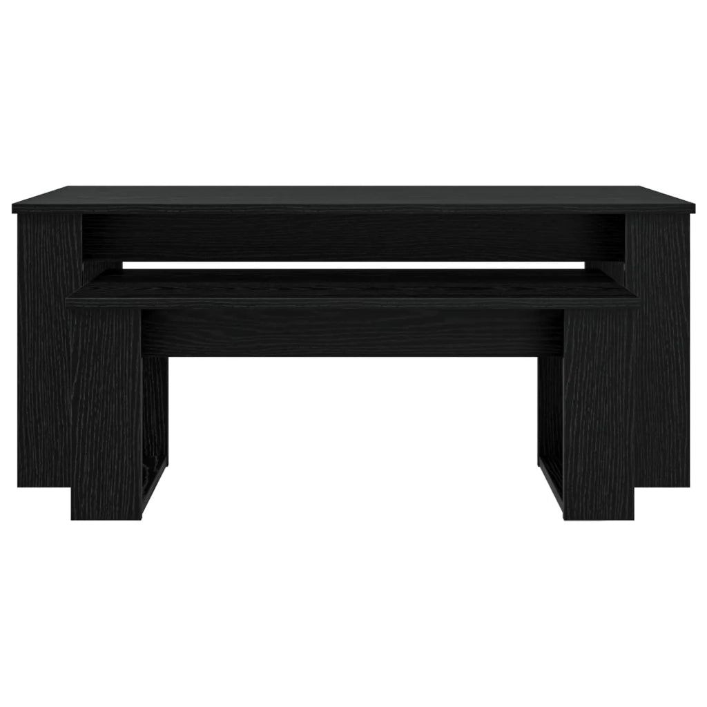 Set di Tavolini da Caffè 2 pcs Rovere Nero Legno multistrato 8000133
