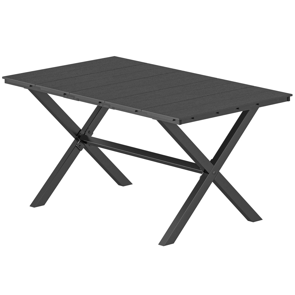 Tavolo da pranzo da giardino per 6 persone in legno e metallo ¨C zephmum ¨C Nero 150x90x74 cm