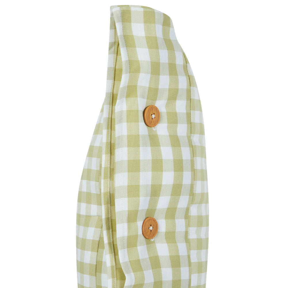 Cuscino decorativo a quadretti verde oliva e bianco con bottoni 45 x 45 cm soggiorno camera da letto