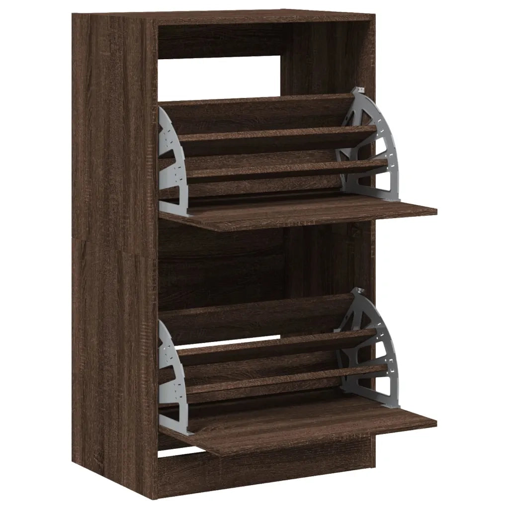 Scarpiera | Mobile per scarpe con 2 Cassetti Ribaltabili Rovere Marrone 60x42x108cm