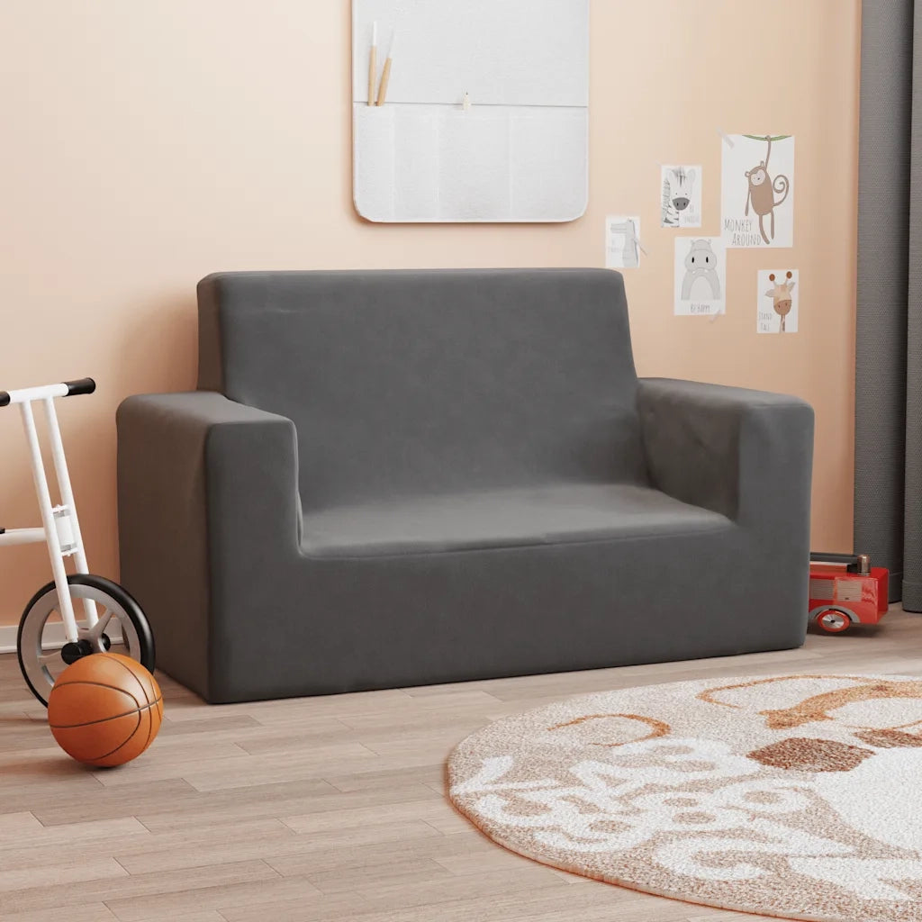 Divano per Bambini a 2 Posti-Sofa-Divanetto Antracite in Morbido Peluche 482090