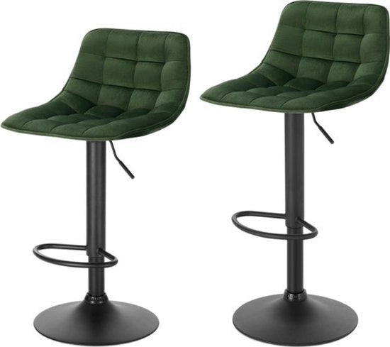 Set di 2 sedili con schienale in velluto - regolabili e girevoli - struttura metallica robusta - comfort di seduta lussuoso - design moderno - verde