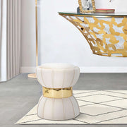 Samaip, Sgabello Rivestimento in Velluto, 40x40x44h cm Bianco Crema
