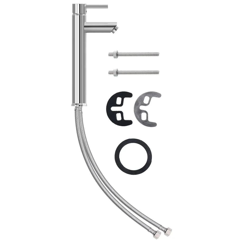 Lavandino con Rubinetto e Piletta in Vetro Temperato Marrone CFW1251217