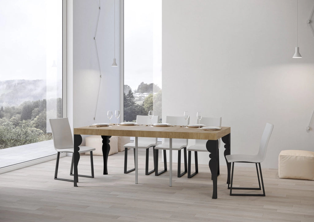 Consolle allungabile 90x40/300 cm Paxor Premium Quercia Natura telaio Antracite