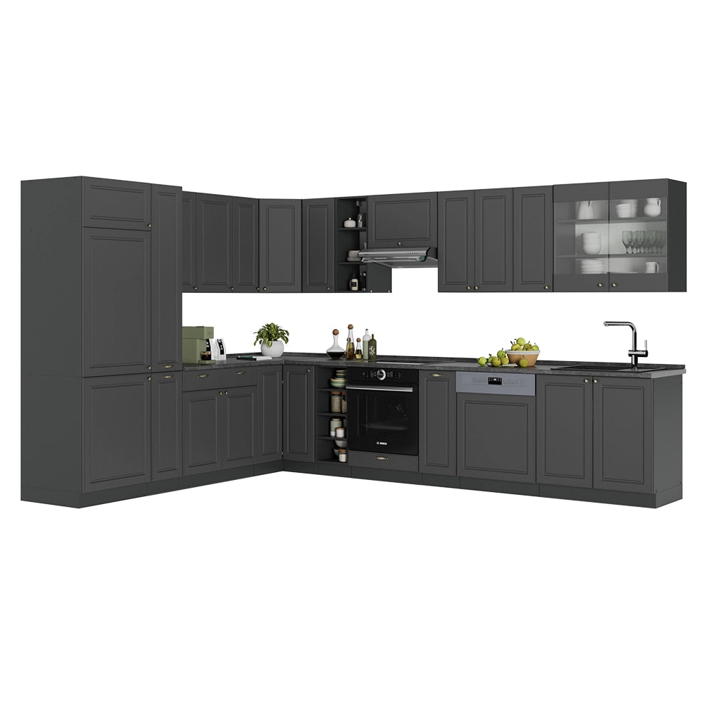 Cucina angolare completa Fame-Line Oro-antracite rustico/Antracite 347 x 60 cm, PL Marmo Vicco