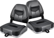 2 pezzi sedile barca accessori per barche con schienale ribaltabile, sedia da barca ergonomica in PVC e PP, capacità di carico fino a 110 kg, 50 x 52 x 42 cm (nero)