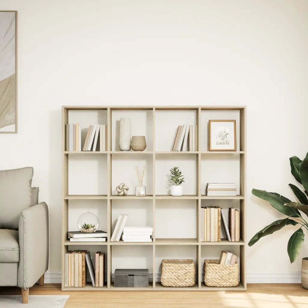 Libreria-Scaffale per Libri-Mobile di Stoccaggio Rovere Sonoma 137,5x29x137,5 cm in Legno Multistrato