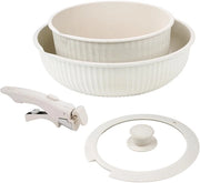 Set di cottura 3 pezzi - Padella 26 cm - Bacinella 20 cm - Maniglia rimovibile - Spessore 6/8,5 cm - Ideale per cucinare e cuocere - Cottura multifunzione