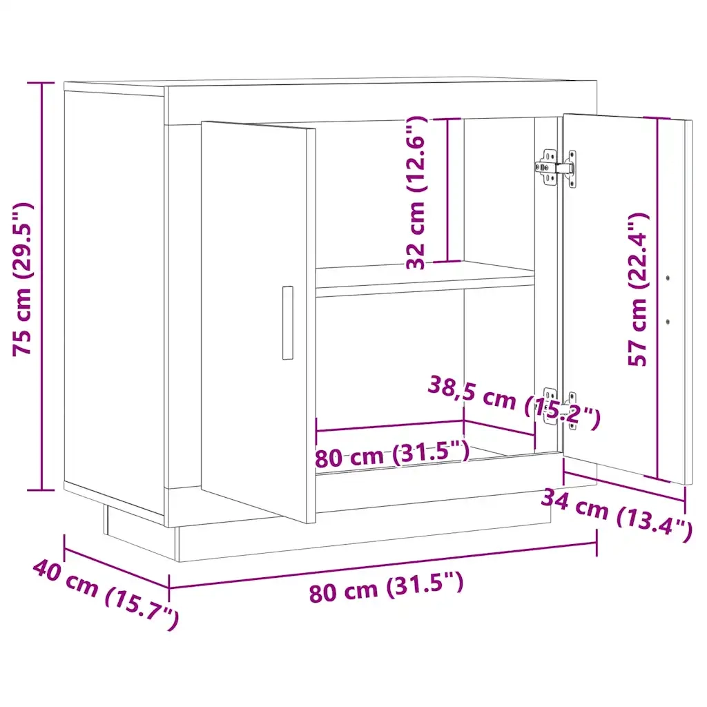 Credenza | Madia | Buffet da pranzo | Armadio da pranzo Legno Antico 80x40x75 cm in Legno Multistrato