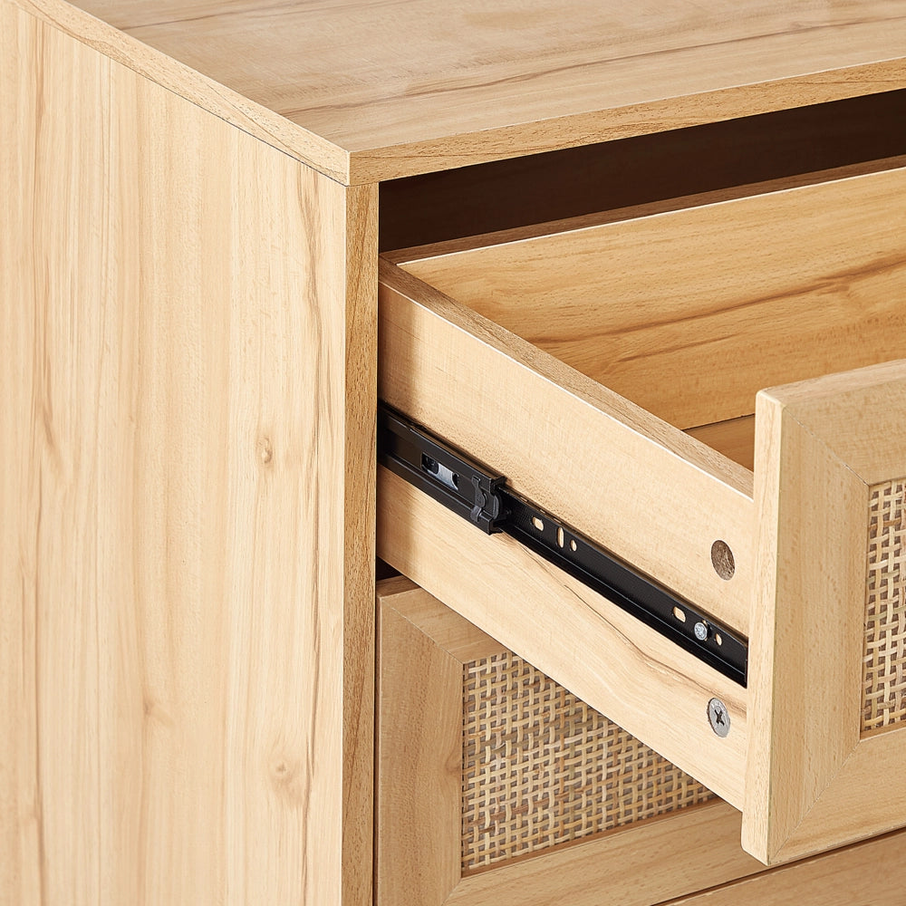 Cassettiera con 6 cassetti in rattan in colore marrone chiaro stile boho soggiorno camera da letto