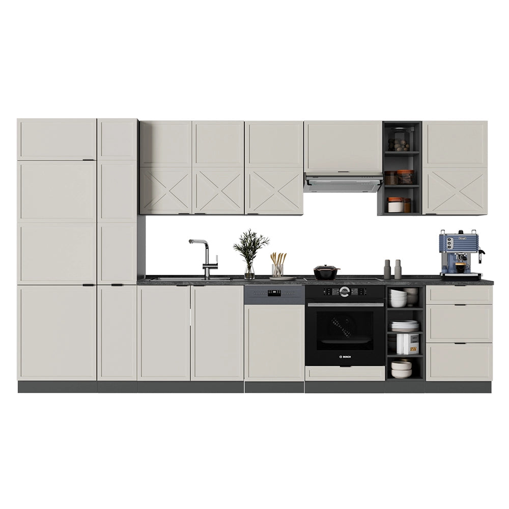 Cucina componibile Fame-Line GrigioBeige/Antracite 355 cm, PL Rovere Vicco
