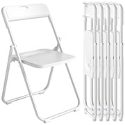 Set 6 Sedie Pieghevoli ¨C Zephmum ¨C Plastica Struttura in Acciaio Respaldo Curvo 48.5x47x75 cm Bianco