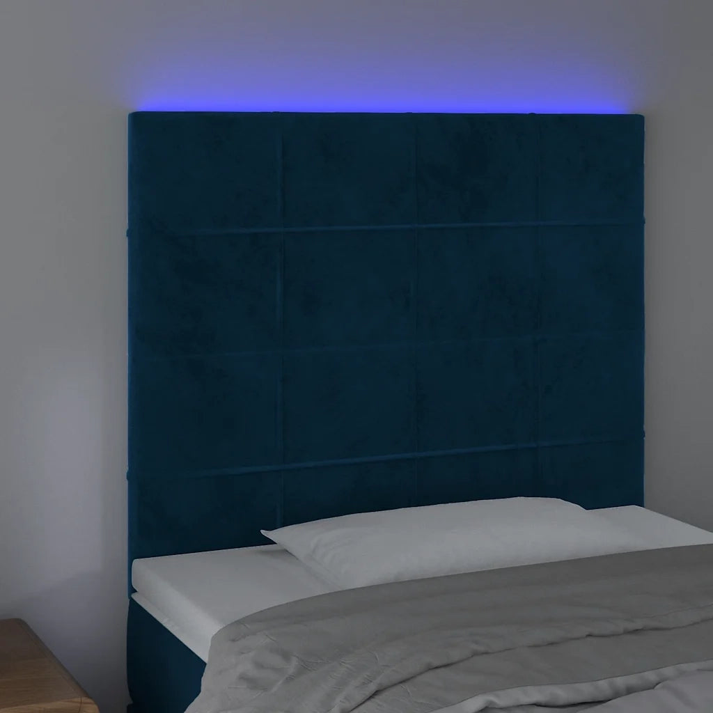 Testiera a LED Blu scuro 80x5x118/128 cm in Vellutocod mxl 121719