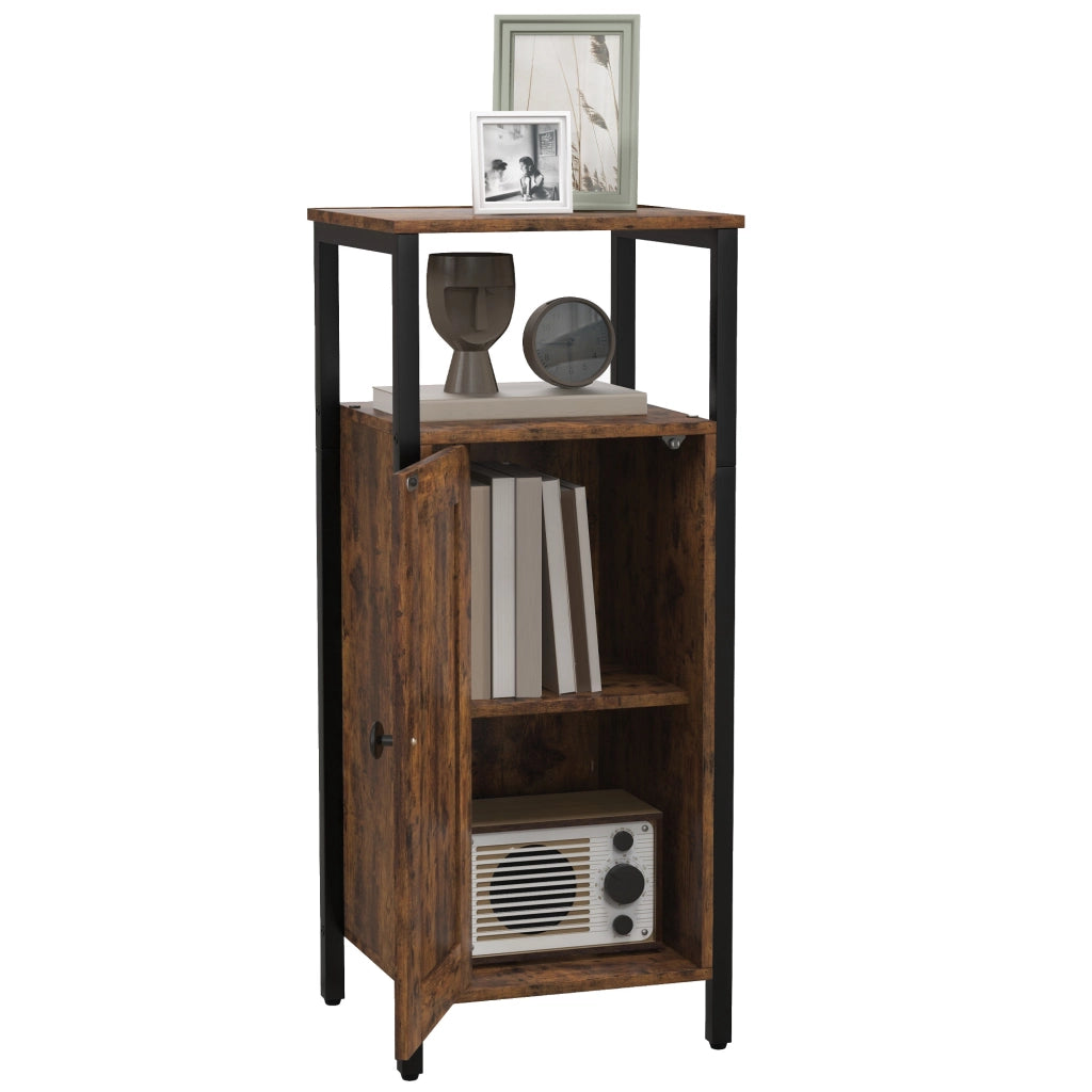 Comodino Industriale in Legno e Acciaio con 2 Ripiani ¨C zephmum ¨C Marrone 34x30x80