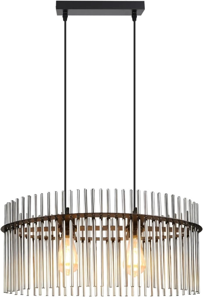 Lampada a sospensione ZMH 2 luci E27 in vetro nero per cucina soggiorno (senza lampadina)