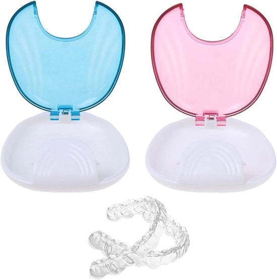 Set di contenitori per protesi da dentista (2 pezzi) - Cassa retentrice - Igiene orale - Rosa e azzurro chiaro