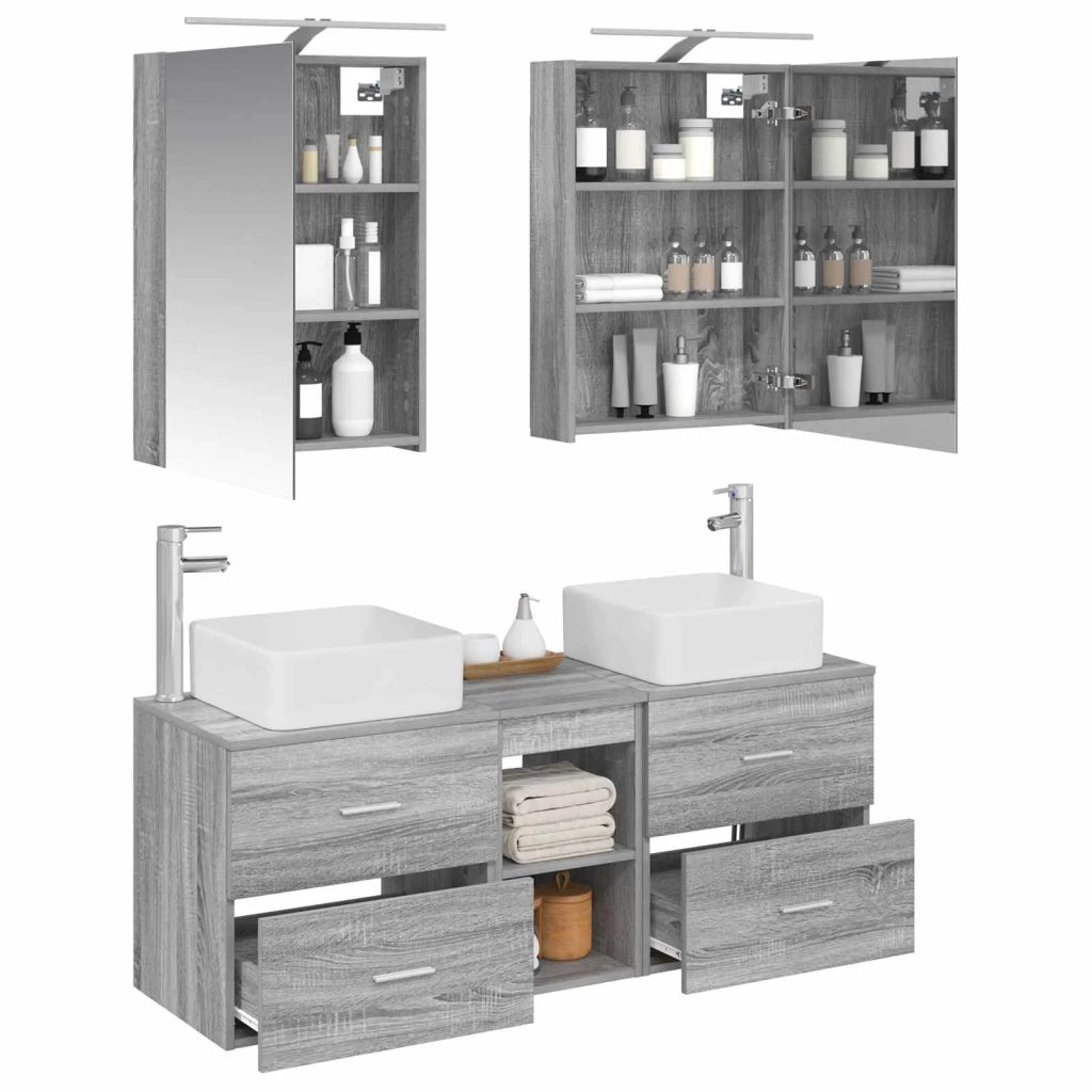 Set di mobili per il bagno 5 pcs Sonoma grigio 3406756