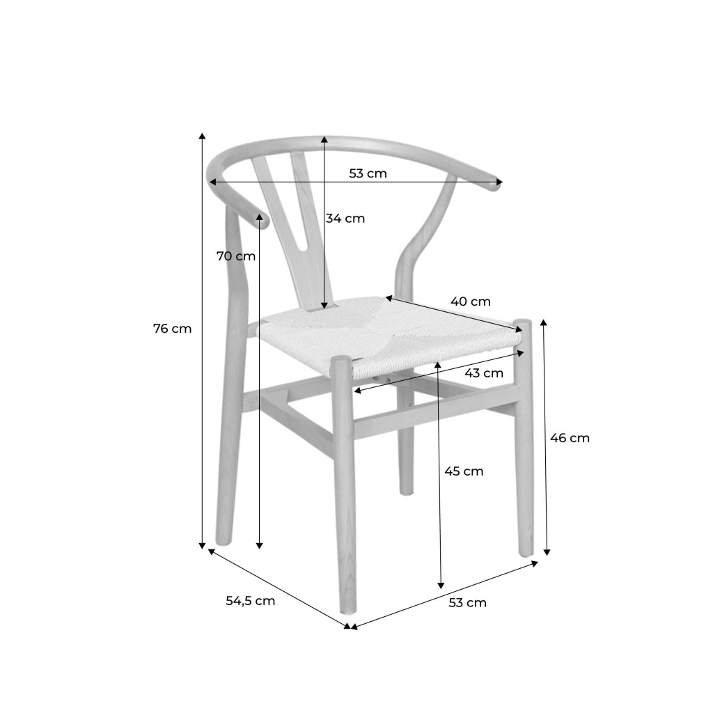 Set 2 sedie in legno con seduta in corda, blu