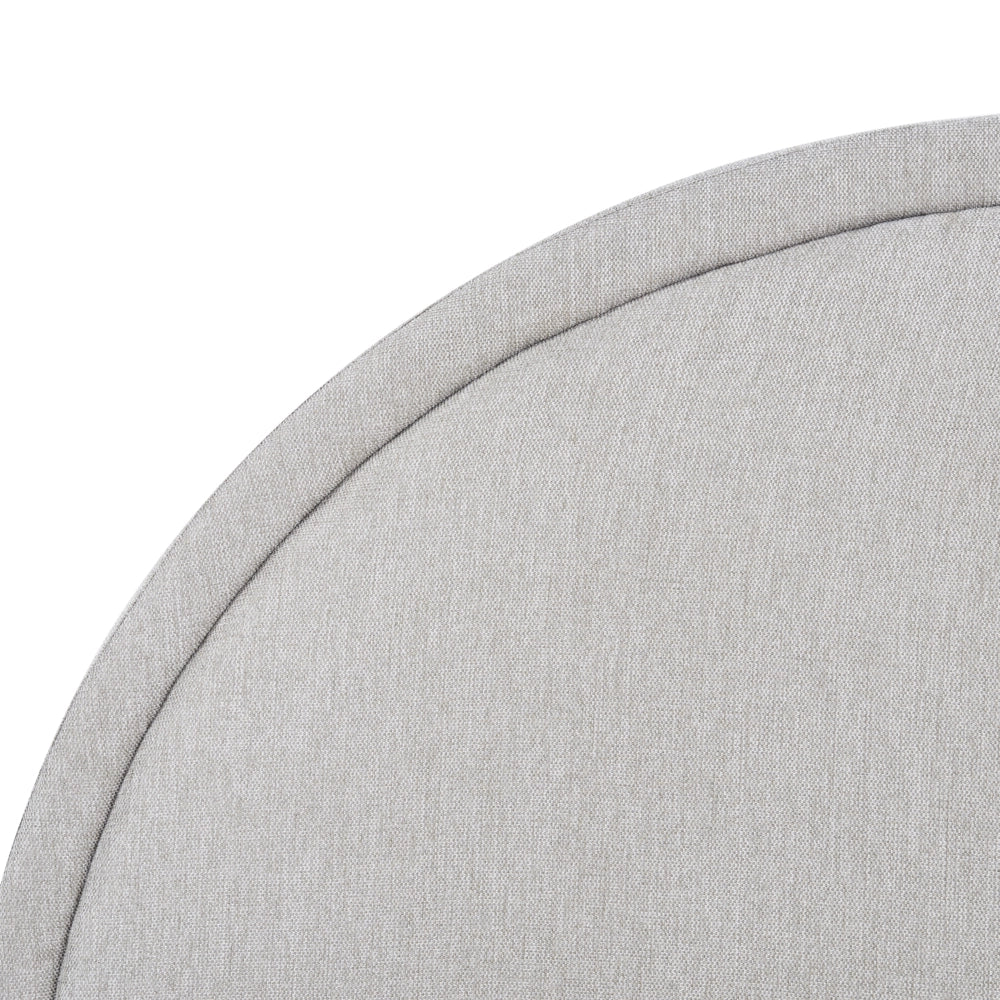 Letto matrimoniale in tessuto grigio imbottito con base a doghe e testiera rotonda 160 x 200 cm minimalista retrò