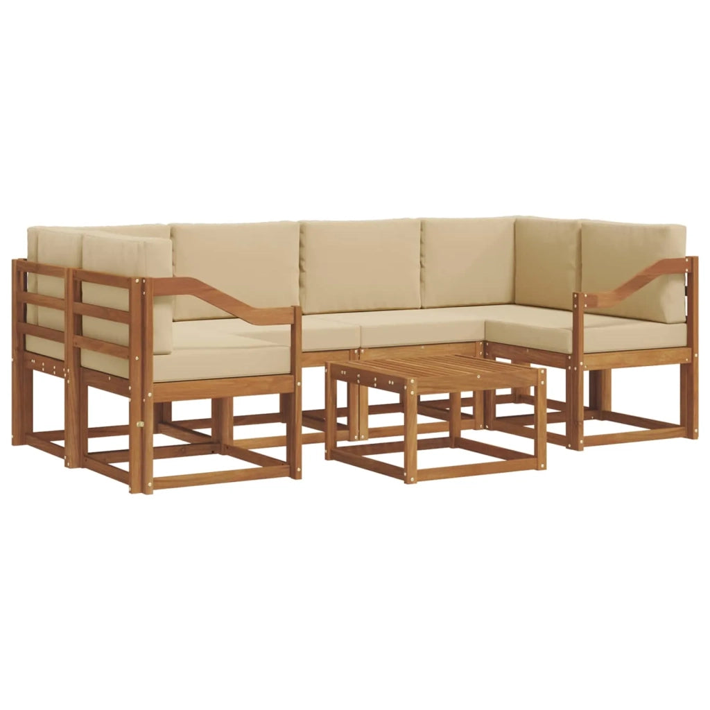 Set di divani da esterno con cuscino 7 pcs Naturale e Beige