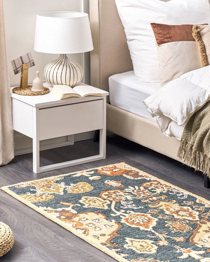 Tappeto multicolore lana 80 x 150 cm spessa pelo lungo motivo orientale