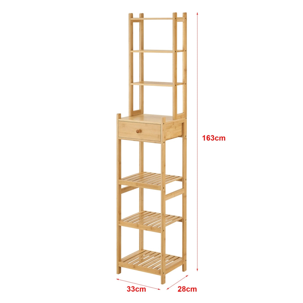Scaffale portaoggetti a 7 ripiani con cassetto 163 x 33 x 28 cm 03_0006994