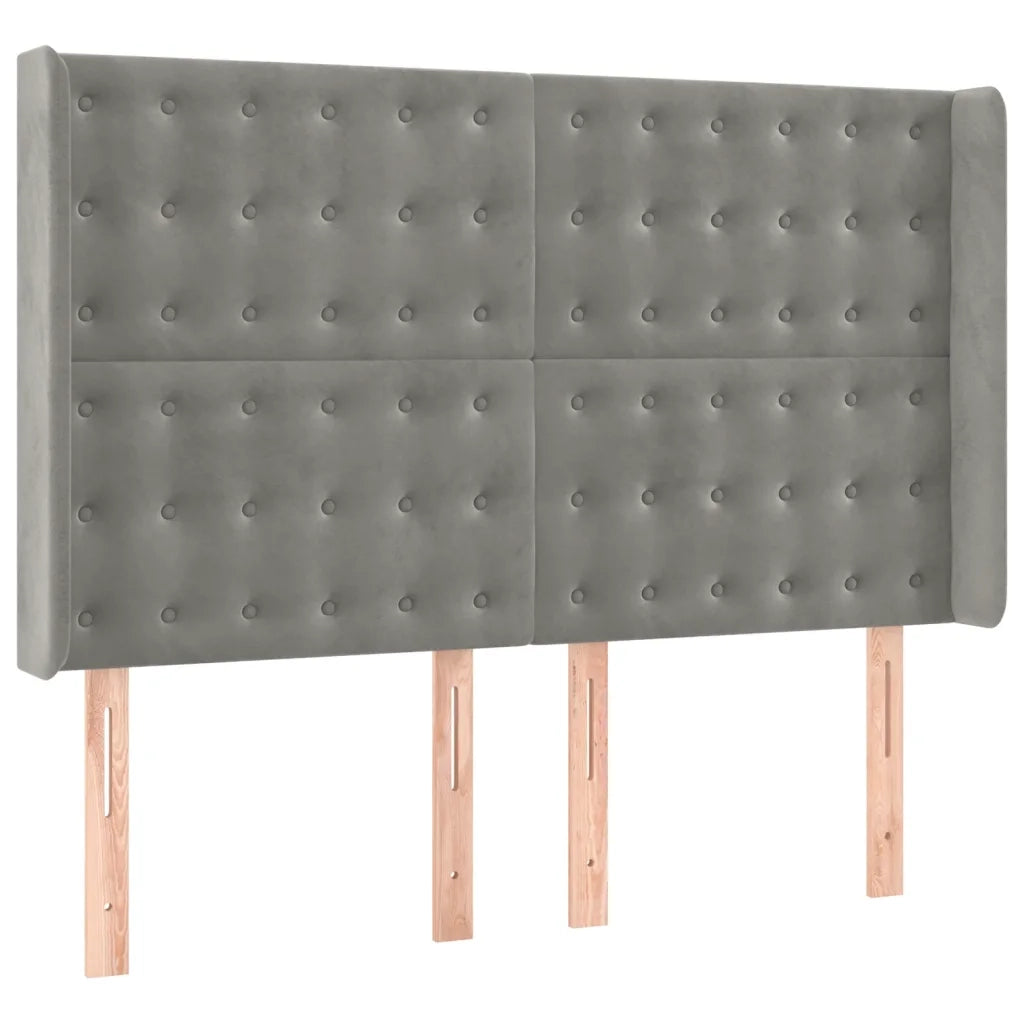 Letto a Molle Materasso e LED Grigio Chiaro 140x190 cm Velluto 3139799