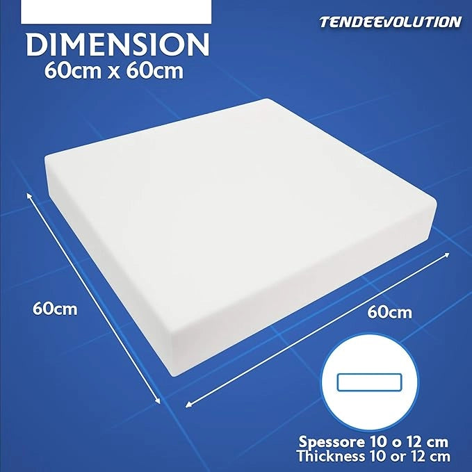 Gommapiuma per Divano | Cuscino Imbottitura Poliuretano Espanso Spugna | Densità 25 | 60x60cm - Spessore 12cm