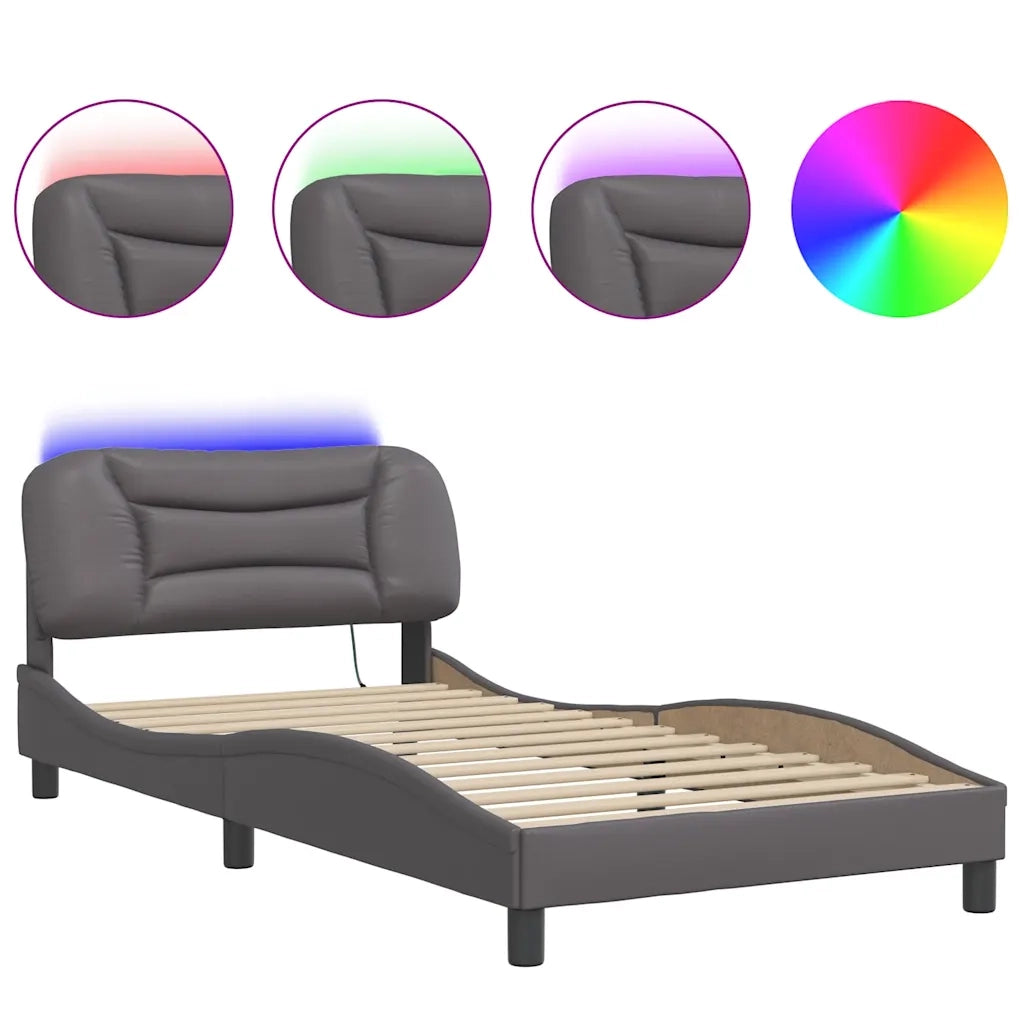 Giroletto con LED senza Materasso-Struttura Letto Hvar Grigio 100x200 cm