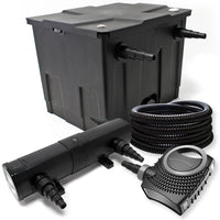 Set filtrante per laghetto Filtro bio 12000l con Chiarificatore UVC 36W, Pompa 80W e Tubo 25m