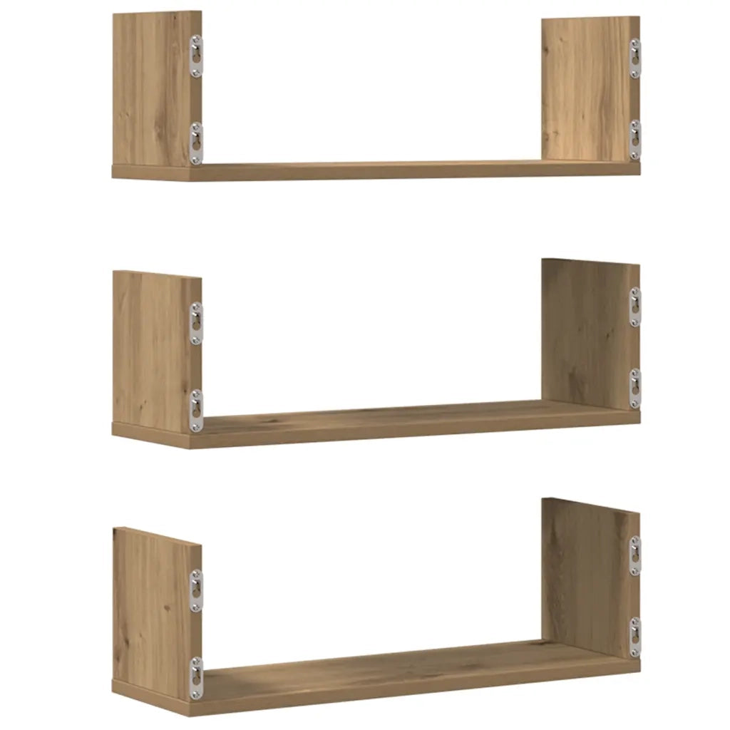 vidaXL Mensole Parete 3pz Rovere Artigianale 58x18x18 cm in Truciolato