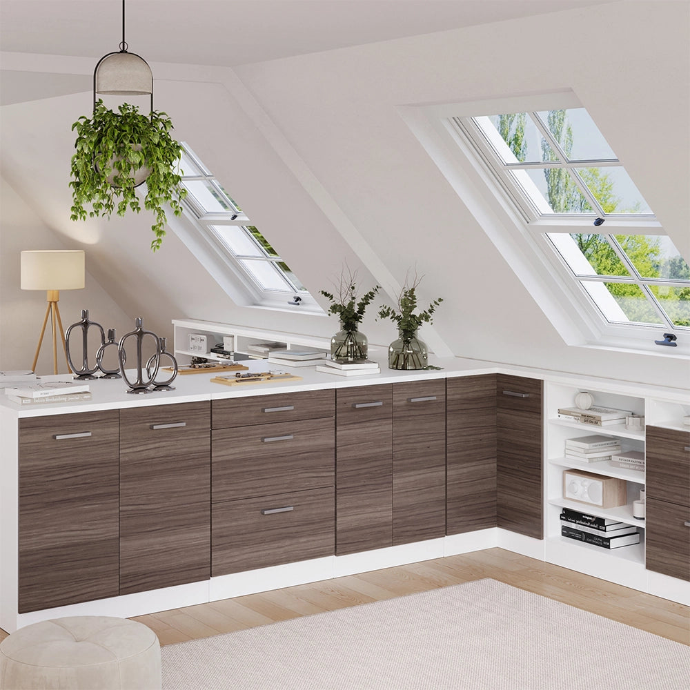 Mobile per mansarda Rion Grigio nobile/Bianco 80 x 83.8 cm senza inclinazione con 2 ante Vicco