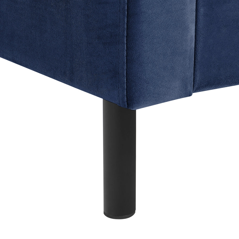 Letto matrimoniale con doghe 160 x 200 cm velluto di colore blu marino stile glam moderno