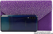 Clutch per donna con pietre stucco, viola, unico modello