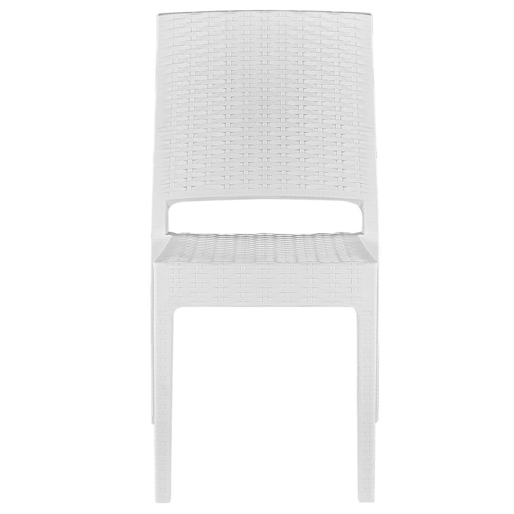 Set di 2 sedie da pranzo da giardino bianche in materiale sintetico impilabili per esterno minimalista