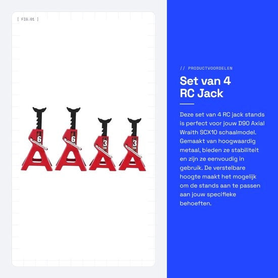 Jack Stand - 4 pezzi - Altezza regolabile - Metallo - 6 Ton - Adatto per D90/Axial Wraith/SCX10 RC Auto - Krik RC