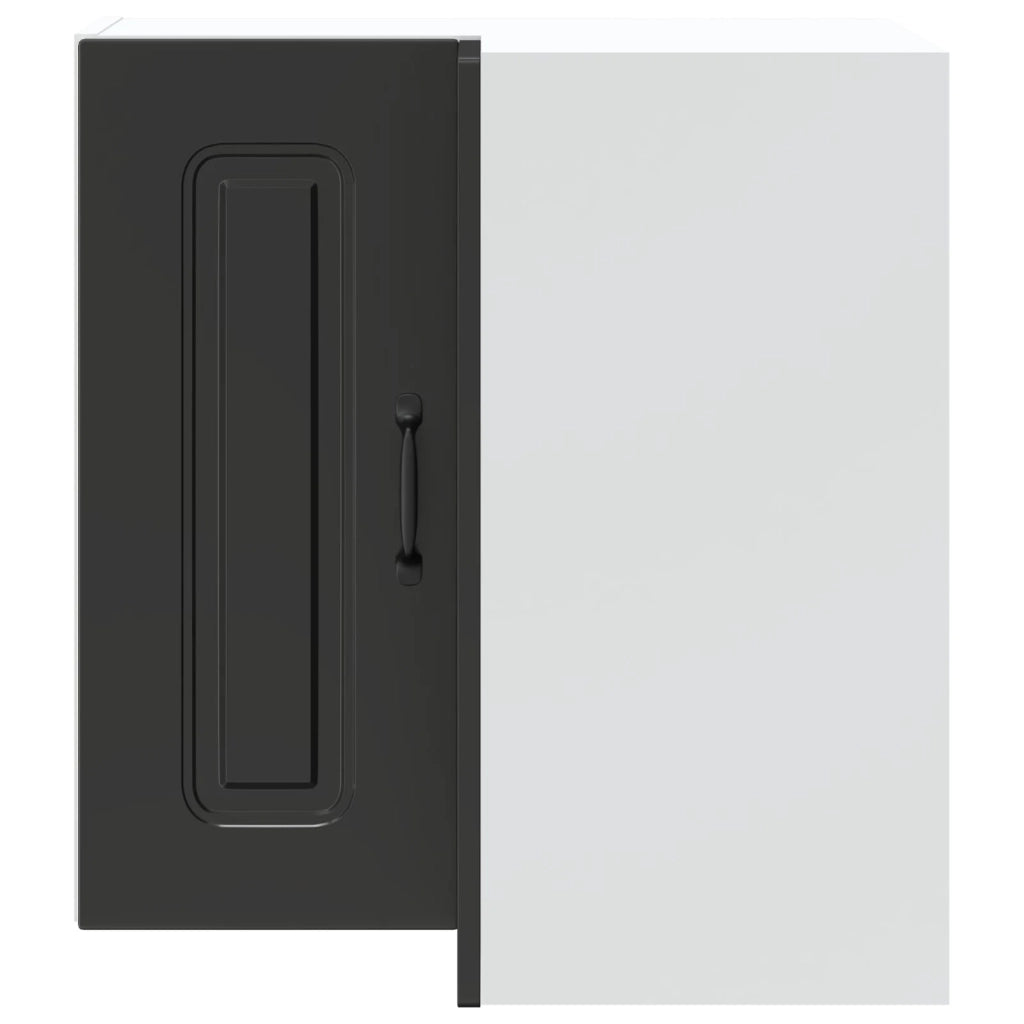 Armoire murale d'angle de cuisine Kalmar noir bois d'ingénierie