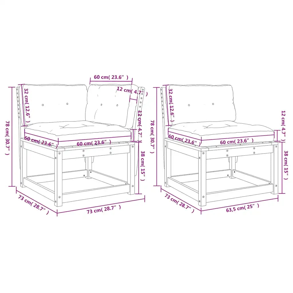 Set Divani Giardino 5pz con Cuscini Bianco Legno Massello Pino 3216981