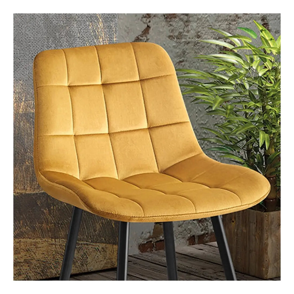 Sedia da bancone JUTE – Velluto color oro – Piedi in metallo – Altezza 95 cm – Stile elegante