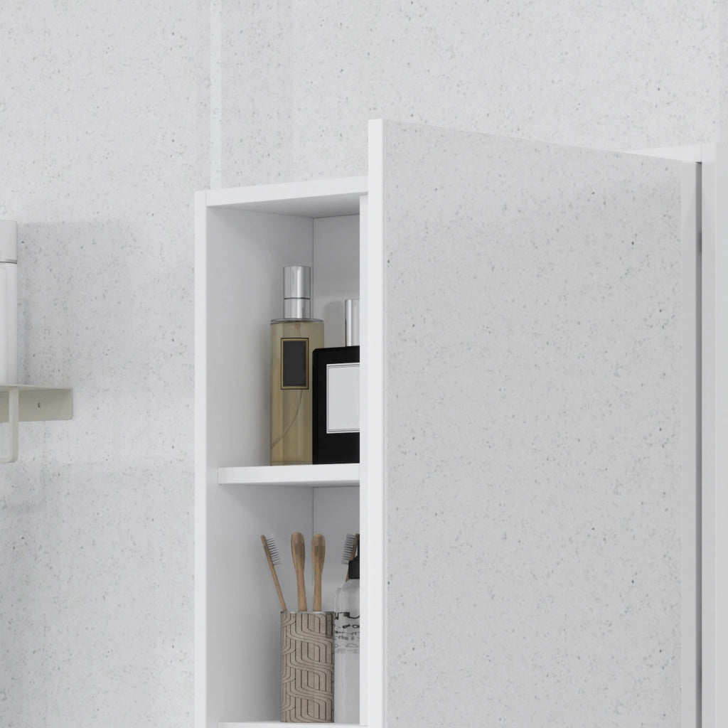 Armadietto Bagno con Specchio e Scaffale Regolabile ¨C zephmum ¨C Bianco, Truciolato, 60x15x76cm