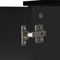 Comò, Mobiletto per Soggiorno e Camera con 3 ante e 2 cassetti, Nero Lucido, Antigraffio (106 x 35 x 76 cm)