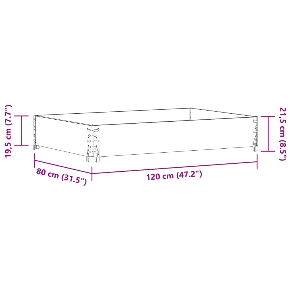 Vassoio per fioriera aiuola rialzata piante fiori terrazza giardino 120 x 80 cm legno massello di pino nero 02_0037411